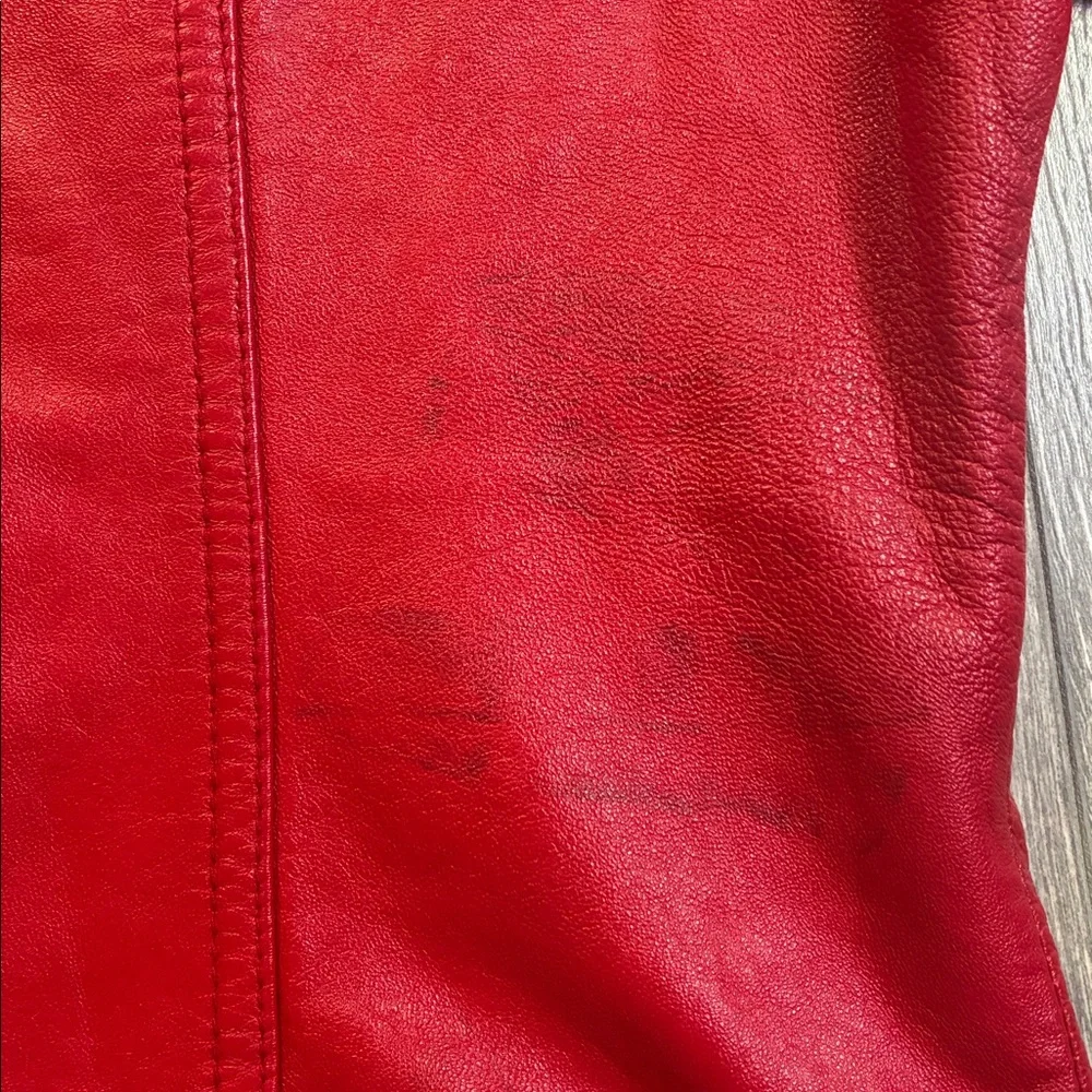 Valerie Stevens Red Leather Jacket Women’s Small DISTRESSED - Picture 12 of 14